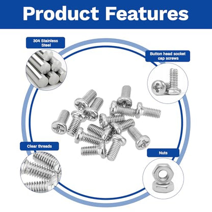 530Pcs M2 304 Stainless Steel Metric Micro Screws Nuts Assortment | M2x4/5/6/8/10mm Sizes, Phillips Pan Head, Fully Threaded Kit for Arduino, RC Models, Electronics, DIY Projects - size: M2x4/5/6/8/10- 530 Pcs