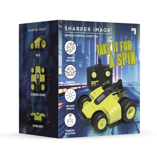 Sharper Image® Slideways Racer – Drifting Stunt RC Car with Rechargeable Battery, 3 Driving Modes, 90-Degree Wheel Rotation, LED Lights, 2.4 GHz Remote Control, High-Speed RC Stunt Car Toy for Ages 6+