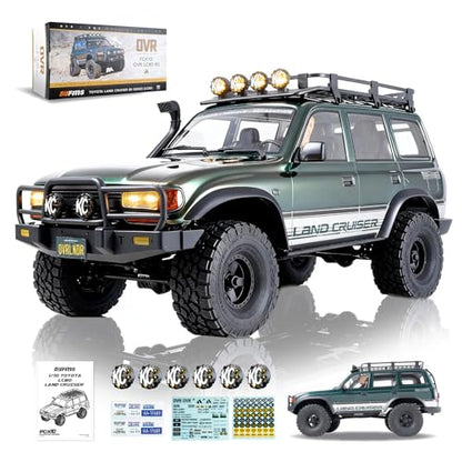BEEZRC FMS FCX10 1/10 RC Crawler Toyota Licensed OVR Land Cruiser 80, HDR Wheel&Brushless Motor&LED Light, 4WD Off-Road RC Rock Truck, Hobby Grade Remote Control Car for Adults, RS No Battery Green - color: Green
