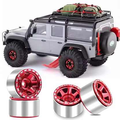 1.0 Beadlock Wheels, 4pcs Aluminum RC Rims with Positive Offset 7mm Hex for 1/18 1/24 RC Crawler Traxxas TRX4M Axial SCX24 AX24 FMS FCX24 Upgrades (Blade Type-Brown)