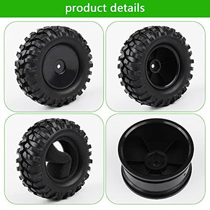 4PCS 1:10 RC Tires Rock Crawler Hex 12mm Hard Dish Wheels Rim | Rubber Tires, For Trail Finder 2, Gelande II, CR12 CC01 MST CMX, Trailer Tires