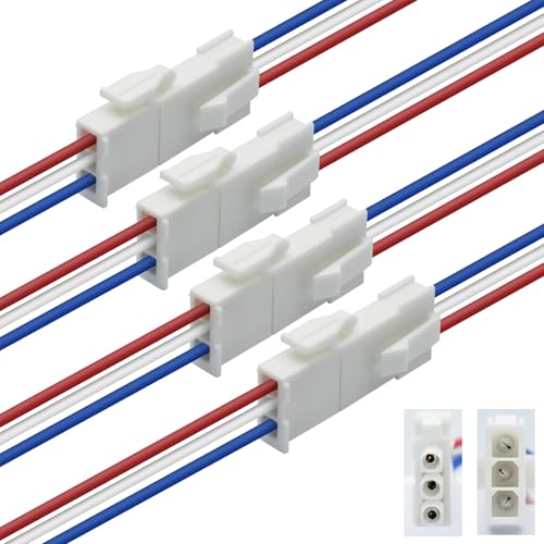 4 Pairs 3-Pin Servo Extension Cables FL4.14mm, Male to Female, 3 Circuit Wire Connector, Cord Wire Cable Suitable for car Truck, Boat and Other, 20cm 22Awg Wire, White, FL4.14-3P