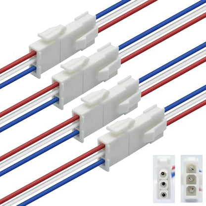 4 Pairs 3-Pin Servo Extension Cables FL4.14mm, Male to Female, 3 Circuit Wire Connector, Cord Wire Cable Suitable for car Truck, Boat and Other, 20cm 22Awg Wire, White, FL4.14-3P