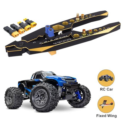 Aluminum Alloy RC Shock Absorber Pliers RC Crawler Shocks Multifunction Pliers RC Rod Ends Disassemble Tools for Traxxas Arrma Axial Losi Redcat Racing Cars Trucks (Black&Gold)