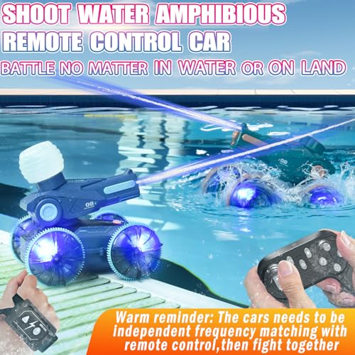 KB KAIBO 3-in-1 Remote Control Car, RC Boat & Water Gun - Amphibious RC Car for Land & Water, Adjustable Speed, Waterproof, Perfect Valentines Birthday Gifts for Kids-Blue - color: Blue