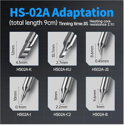 FNIRSI HS-02A 100W Portable Corded Soldering Iron Kit, 3S Fast Heating | 212-842℉, Pre-set 3 Groups Temps, Auto Sleep, 6 F245 Soldering Tips, Smart Digital Soldering Pen Tool for Electronics Repair