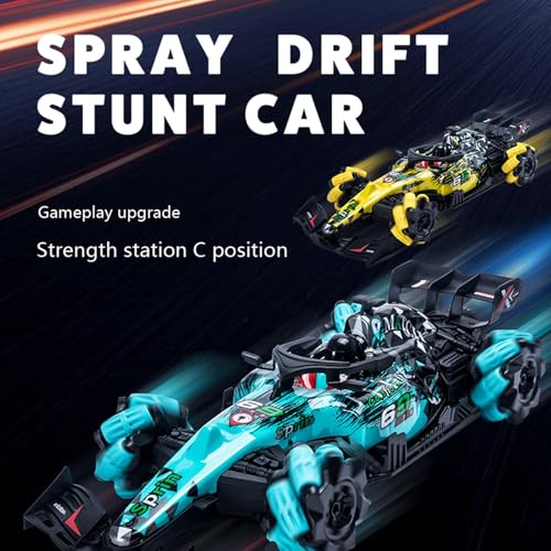 Remote Control Car, Gesture Sensing RC Stunt Car with Spray, 1:14 Scale 4WD 2.4GHz 360° Rotating Drift RC Cars with 3 Battery (Yellow) - color: Yellow, size: 2 Batteries