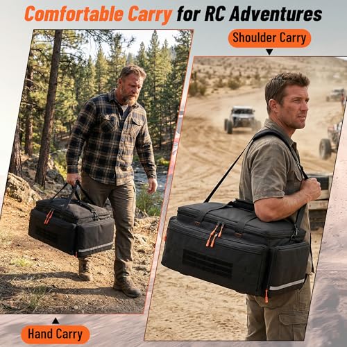 ORKELS RC Car Carrying Case 1/8 1/10 Scale, Heavy Duty RC Storage Bag with Reinforced Base, Multi-Pocket Tool Organizer, Compatible with Traxxas RC Cars Trucks & Buggies - size: FOR 1/8, 1/10 RC Vehicles