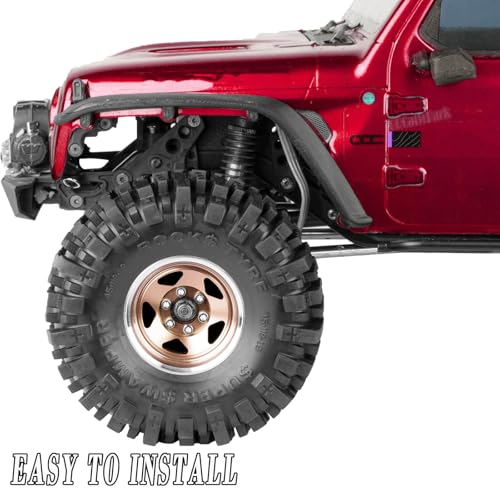 4PCS RC 1.9 in Wheel Tires for 1/10 TRX4 TRX6 SCX10 SCX10 II 90046 SCX10 III AXI03007 Gen7/8 D90 VS4-10 RC Crawler Car,BRCatWPark Alloy 1.9 Beadlock Wheel and Rubber Tires w/Sponge,Brown - color: Brown - (Tires)
