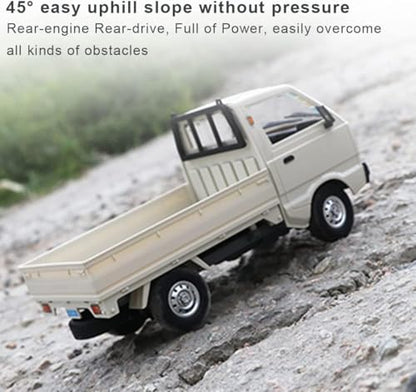 WPL D12 1:16 RC Mini Truck for Adults, 2.4G RC Car 4CH Off-Road Remote Control Pickup Truck, RC Drift Crawler Car Vehicle with Lights, 3 Batteries - size: 3 Batteries