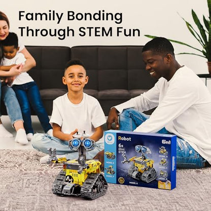 Sillbird Robot Building Kit with APP & Remote Control Gifts for Boys 8-13 | STEM Coding Robotic Toys, Educational Birthday Presents for Kids, App-Controlled, Buildable 6in1 Models, 631 Pieces - color: 1-yellow