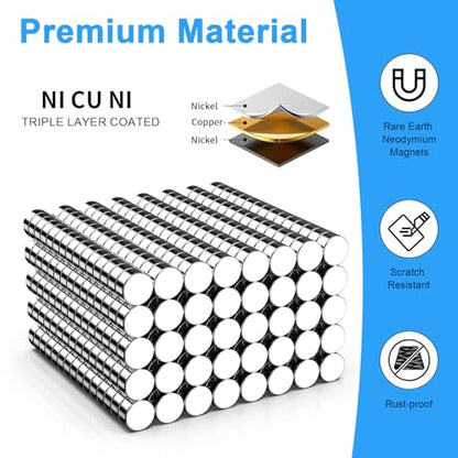 Mini Magnets, 2x1 mm Small Round Magnetic 600 Pack | Rare Earth Neodymium Fridge Magnet for Home Kitchen Office School 3D Printing Industrial Scientific Purpose, Silver - size: 2x1 mm