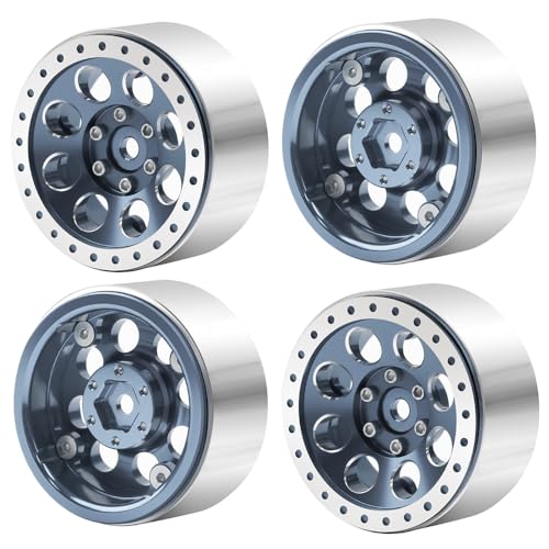 1.3" Beadlock Wheel Rims for SCX24 TRX4M Upgrade 1/24 1/18 RC Crawler Car (Titanium) - color: Titanium