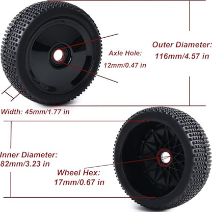 Preglued 17mm Hex 1/8 Scale RC Buggy Truggy Wheels and Tires RC Pin Tires Wheels for 1/8 Arrma Typhon 6S 3S Losi TLR 8IGHT X/E 2.0 XT/XTE Traxxas Team Associated HPI RC Off-Road Tyres (Black) - color: Black