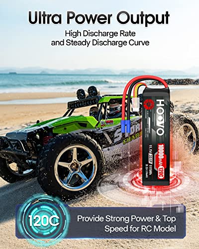 HOOVO 3S Lipo Battery 11.1V 10000mAh 120C RC Battery EC5 Plug 2 Pack | Softcase Battery for RC Cars, Drones, DJI, FPV, RC Plane, Racing Hobby - style: 3S 10000mAh Lipo Battery EC5