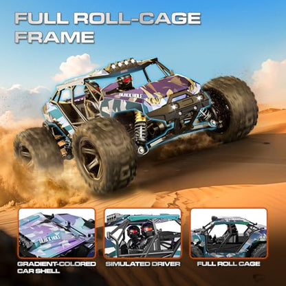 RC Cars for Adults & Boys, 1:14 Desert 4WD Off-Road RC Truck High Speed 40 km/h, 4x4 Remote Control Car with 2 Rechargeable 1300mAh Batteries and 2 Sets of Tires