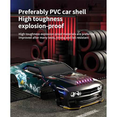 SG216 RC Drift Car, 1/16 Scale Full-Proportional 4WD High-Speed Remote Control Drift Car with 7-Mode LED Lights, Powerful Electronics, Racing Vehicle (Carbon Brush Version/Blue and White) - color: Blue and White