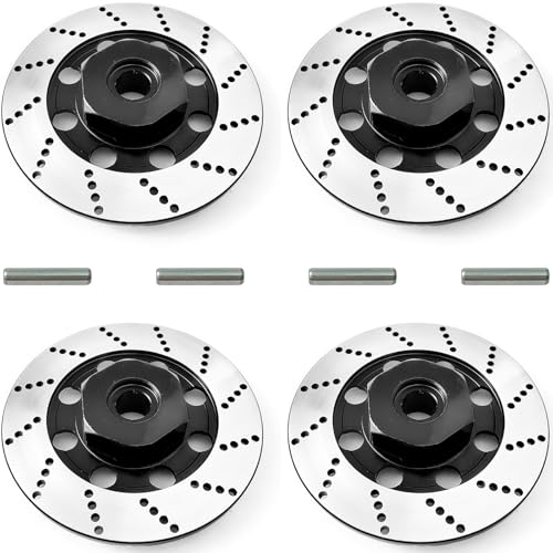 Brake Discs with 12mm Hex Hub for Tamiya Sakura D4 1/10 Scale RC Cars - Aluminum Alloy Upgrade Kit for Drift, On-Road RC Car - CNC Machined Performance Part with Anodized Finish Black - color: Black