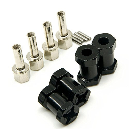 RC 12mm Wheel Hex Drive Hubs Combiner Coupler Aluminum 15mm/20mm/25mm/30mm Offset Extension Longer Combiner Drive Adapter for 1/10 Axial SCX10 Wraith RC Car Upgrade Parts (Black - 20mm) - color: Black - 20mm