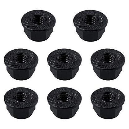 HobbyPark Aluminum M4 4mm Flanged Nylon Lock Nuts for 1/10 Scale RC Car Truck Buggy Crawler Wheels(8-Pack) (Black)