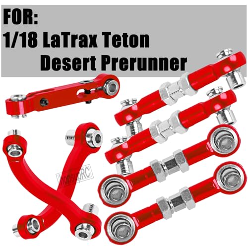 RC Aluminum Metal Turnbuckle Camber Links Toe Links with Rod Ends Steering Linkage Set Upgrade Parts for 1/18 LaTrax Teton,Desert Prerunner.Red(Replace 7636) - color: Red(7pcs)