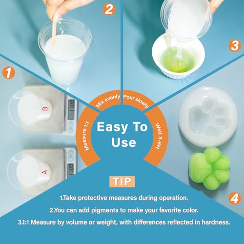 Bond Craftor 15A Silicone Mold Making Kit 64oz, 4H Cure Platinum Silicone | Easy Mixing, High Tear Strength, Non-Toxic Silicone Mold Kit for for Resin, Jewelry, Craft, Soap, Candle, 3D Silicone Molds - size: 64oz