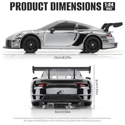 RC Drift Car, 1:24 4WD Remote Control Cars Vehicle with LED Light,2.4GHz 20KM/H High Speed RC Cars with Two Batteries & Drifting Tires Racing Sport Toy for Adults Boys Girls Kids Silve - color: Silver