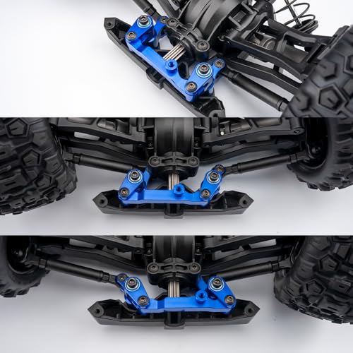 Blue Front Steering Assembly for Tra-xxas 1/16 Mini Maxx Slash XRT | 4WD RTR Brushless Monster Truck RC Car Upgrades Parts Aluminum Bellcrank - color: Blue
