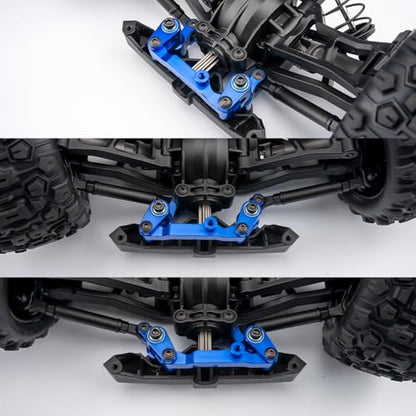 Blue Front Steering Assembly for Tra-xxas 1/16 Mini Maxx Slash XRT | 4WD RTR Brushless Monster Truck RC Car Upgrades Parts Aluminum Bellcrank - color: Blue