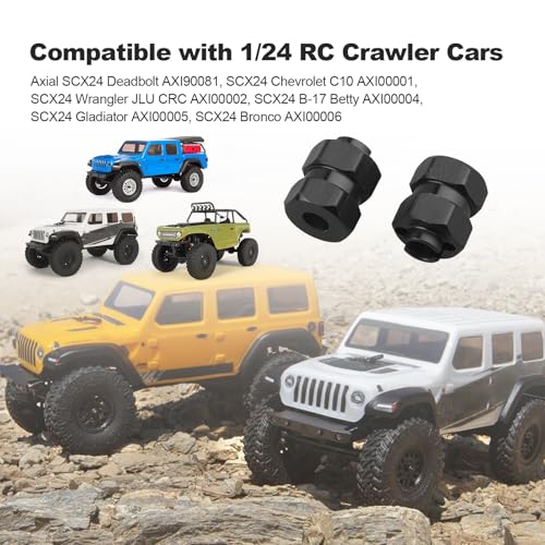 4 Pieces Aluminum Extended 7mm Hex Wheel Hubs 8mm Thick Wheel Spacers Offsets for Axial SCX24 AXI90081 Deadbolt AXI00002 Jeep Wrangler, AXI00001 C10, AXI00004 (Black) - color: Black