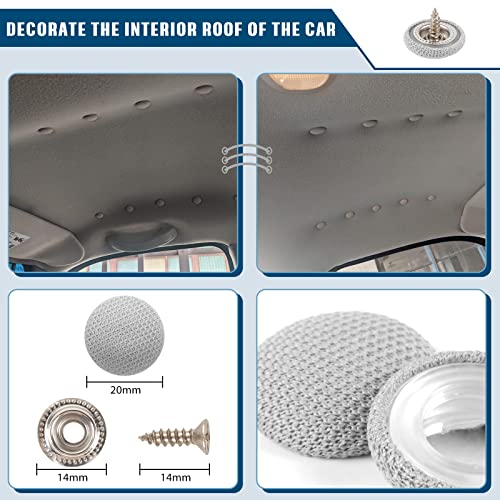 OTUAYAUTO 60PCS Car Roof Headliner Repair Kit | Auto Roof Snap Rivets Retainer Roof Flannelette Fixed Buckle with Installation Tool, for Truck, SUV, UV, Car (Gray) - size: 60Pcs 6 Sizes Repair Kits for Truck SUV UV Car