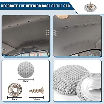 OTUAYAUTO 60PCS Car Roof Headliner Repair Kit | Auto Roof Snap Rivets Retainer Roof Flannelette Fixed Buckle with Installation Tool, for Truck, SUV, UV, Car (Gray) - size: 60Pcs 6 Sizes Repair Kits for Truck SUV UV Car