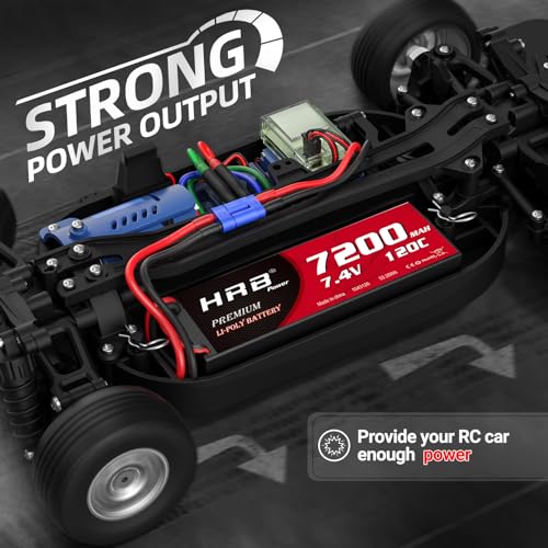 HRB 2PCS 2S 7200mAh Lipo Battery EC5 120C 7.4V Compatible with RC Car