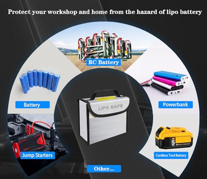 2PCS 185 * 75 * 150mm Lipo Safe Bag for Lipo Battery Storage and Charging Fireproof Explosionproof - size: 185*75*150mm