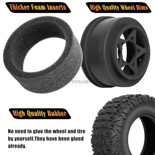 RC 12mm/14mm Hex Wheels & Tires for 1/10 RC Scale Truck,RC Truck Tires for 1/10 Slash 2WD 4×4 Senton Axia1 L0SI Red cat Rc 4wd,4PCS,Black - color: Black(4pack)