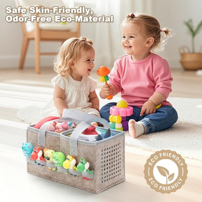 PISOSN Carrying Case for Toniebox Starter Set and Tonies Figurines, Travel Felt Cloth Musical Toy Folding Bag for Toniebox 2 & Accessories (Oatmeal) - color: Oatmeal