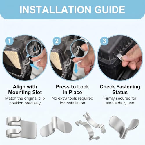 4PCS Air Filter Clips, High Strength Metal Air Filter Box Clips, Heavy Duty Airs Filters Box Latch for Fastening Connection, Universal Car Cleaner Housing Lid Spring Clip Retaining Clamp