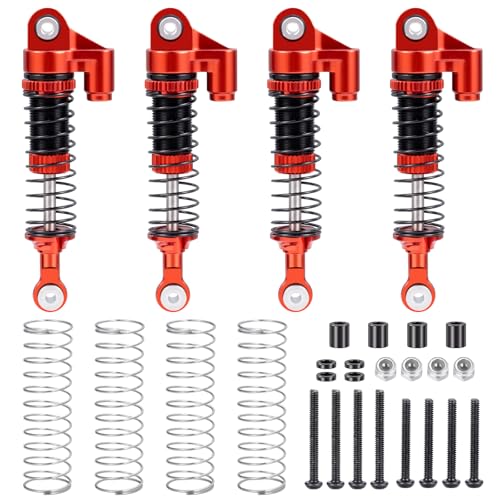 QUE-T 2.09 inch Shocks Kits for Redcat Ascent18 Aluminium Shock Absorber 1/18 RC Crawler Upgrade Parts,Pack of 4 (Red) - color: Red