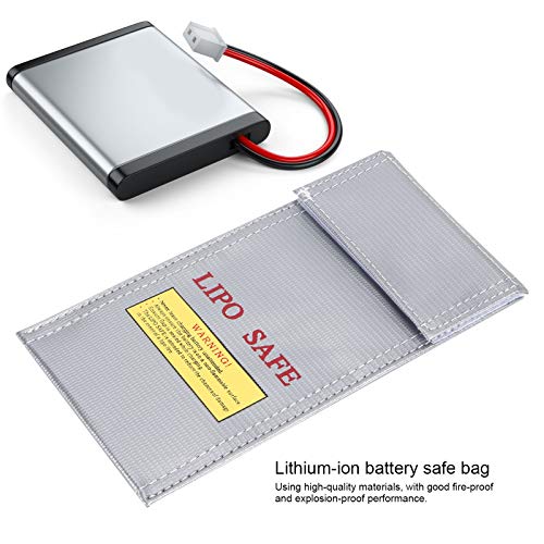 Glass Fiber Lithium Ion li po Safe Bags Fireproof Explosion Proof Storage Pouch Box Protector for Charging and Storage 10x20cm Silver , Battery Bag , Glass Fiber Lithium Ion li po Safe Lipo Bags