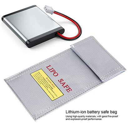 Glass Fiber Lithium Ion li po Safe Bags Fireproof Explosion Proof Storage Pouch Box Protector for Charging and Storage 10x20cm Silver , Battery Bag , Glass Fiber Lithium Ion li po Safe Lipo Bags