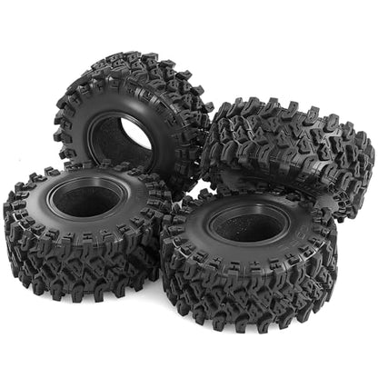 2.2 Inch RC Crawler Tires OD 5.35" 1/10 Soft Rubber Rock Mud Tyres For 1:10 Scale Crawler Car Traxxas TRX4 RC4WD D90 TF2 Axial SCX10 II Tamiya CC01 Gen8 Redcat 2.2" Beadlock Wheels 4Pcs