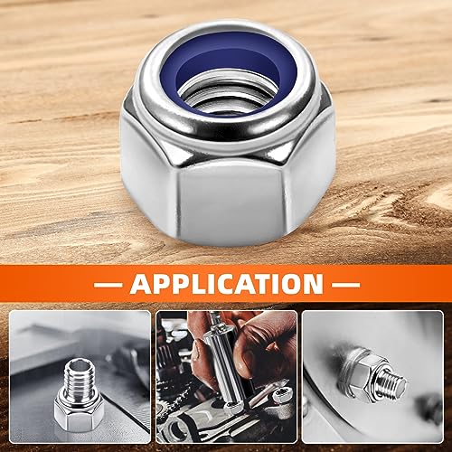 M12 Nylon Insert Hex Lock Nuts Locknuts, Stainless Steel 18-8 (304), Bright Finish, 10 PCS - color: Silver, size: M12-1.75