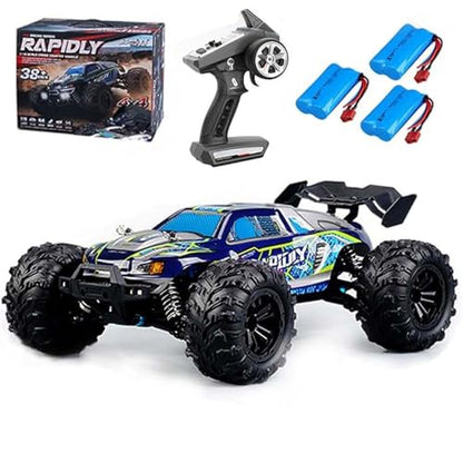 Fast RC Cars for Adults, 1:16 31mph RC Cars, 4WD All Terrain Off-Road, 2.4GHz RC Monster Truck Remote Control, Rechargeable Battery, Gifts for Adults, Blue(3 Batteries) - color: 16101,3 Batteries（blue）