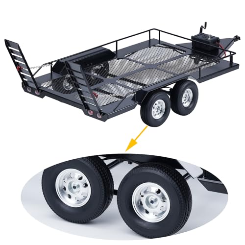 DJX RC Trailer,1/10 Scale Trailer with Light Strip Suitable for Axial D90 D110 SCX10 TRX4 Redcat GEN7 GEN8 CC01 CC02 Etc 1/10 RC Crawler Car - style: 1/10 RC Trailer