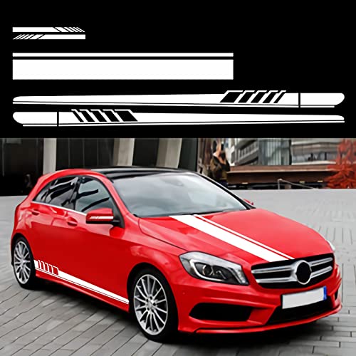 Racing Stripes Car Stickers Sport Stripes DIY Styling Decorated Door Hood Mirrors Vinyl Sticker Accessories for car Trucks SUV(5PCS) (White) - color: White