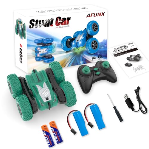 AFUNX 1RC Stunt Car(Pink)+1Remote Control Car(Green)