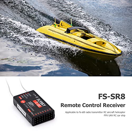 Flysky FS-SR8 Receiver, 2.4GHz 8 Channel Remote Control Receiver Compatible with Flysky FS-ST8 RC Transmitter for RC Cars, Boats and Helicopters (FS-SR8 Receiver) - style: FS-SR8 Receiver