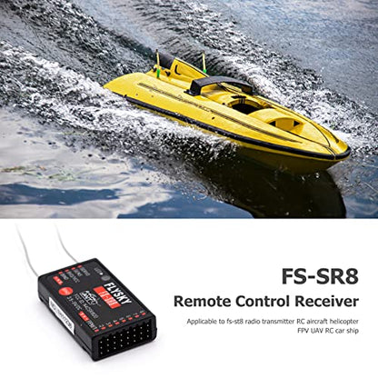 Flysky FS-SR8 Receiver, 2.4GHz 8 Channel Remote Control Receiver Compatible with Flysky FS-ST8 RC Transmitter for RC Cars, Boats and Helicopters (FS-SR8 Receiver) - style: FS-SR8 Receiver