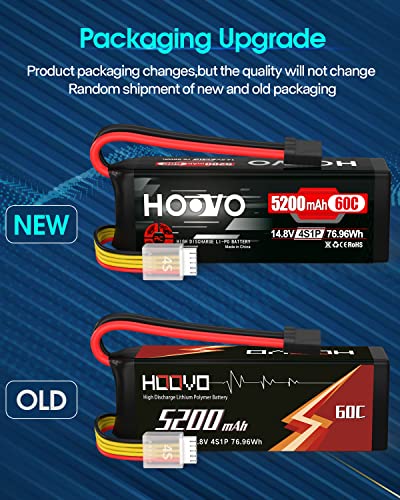 HOOVO 14.8V 5200mAh 60C 4S Lipo Battery with Connector for RC Helicopter RC Airplane Quadcopter Drone RC Boat