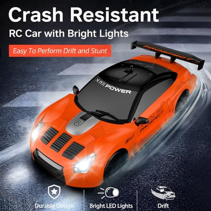 Remote Control Car RC Drift Car 2.4GHz 1:24 Scale 4WD 15KM/H High Speed Model Vehicle with LED Lights Drifting Tire Racing Sport Toy Car for Adults Boys Girls Kids Gift - color: I-orange
